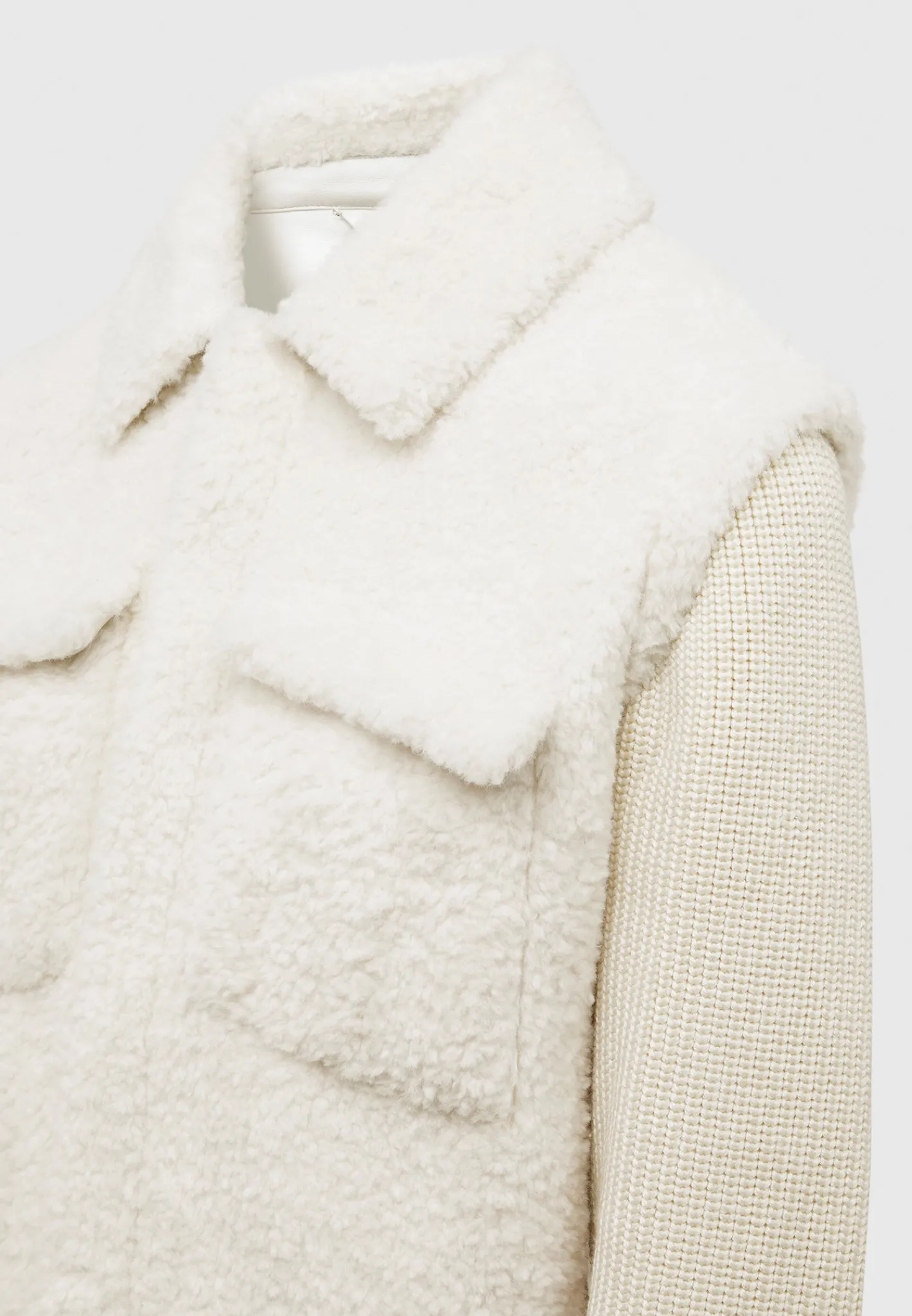 Plush Jacket With Knitted Sleeves -^Manière De Voir Fashion