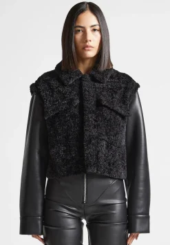 Plush Jacket With Vegan Leather Sleeves -^Manière De Voir Online