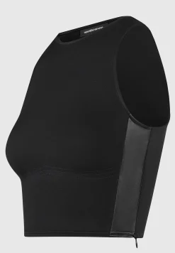Racer Crop Top with Satin Panels -^Manière De Voir Online