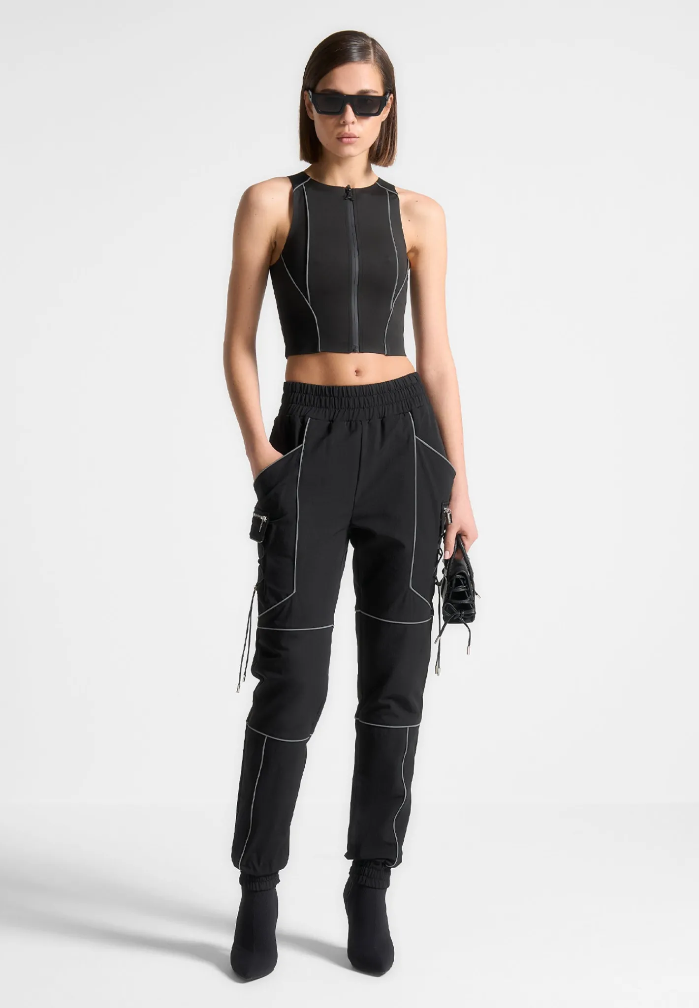 Reflective Piped Racer Crop Top -^Manière De Voir Online