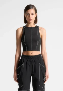 Reflective Piped Racer Crop Top -^Manière De Voir Online
