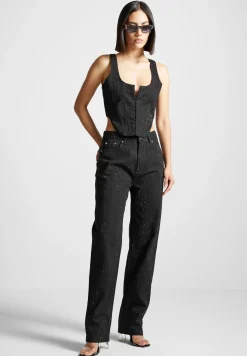 Rhinestone Denim Corset -^Manière De Voir Hot