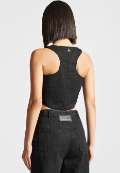 Rhinestone Denim Corset -^Manière De Voir Hot