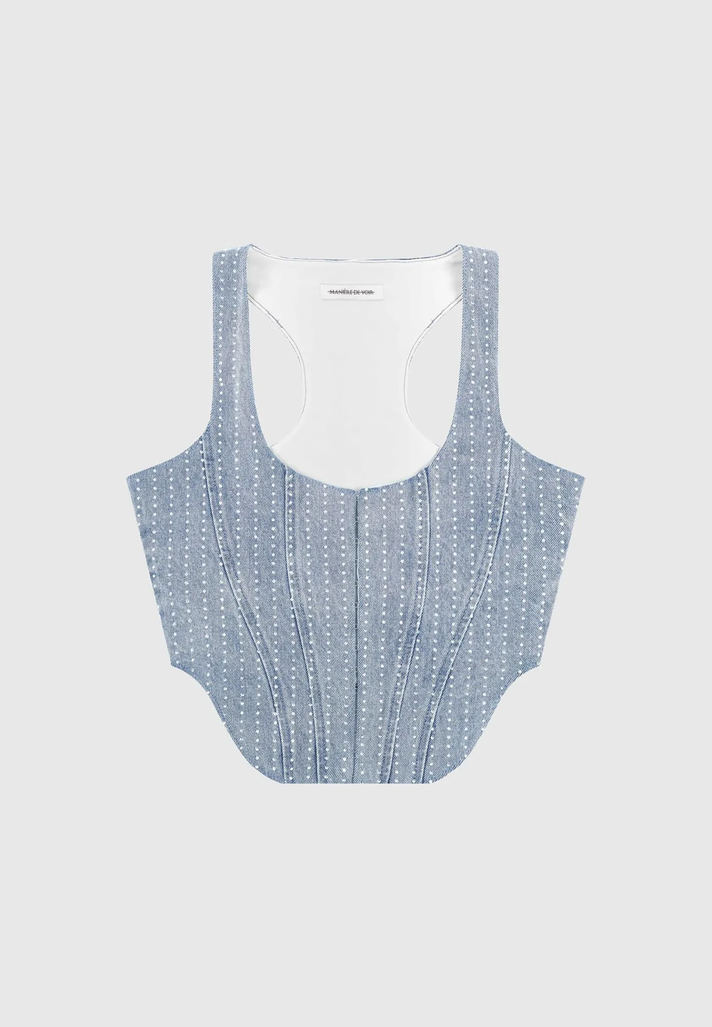 Rhinestone Denim Corset - Mid Blue^Manière De Voir Online
