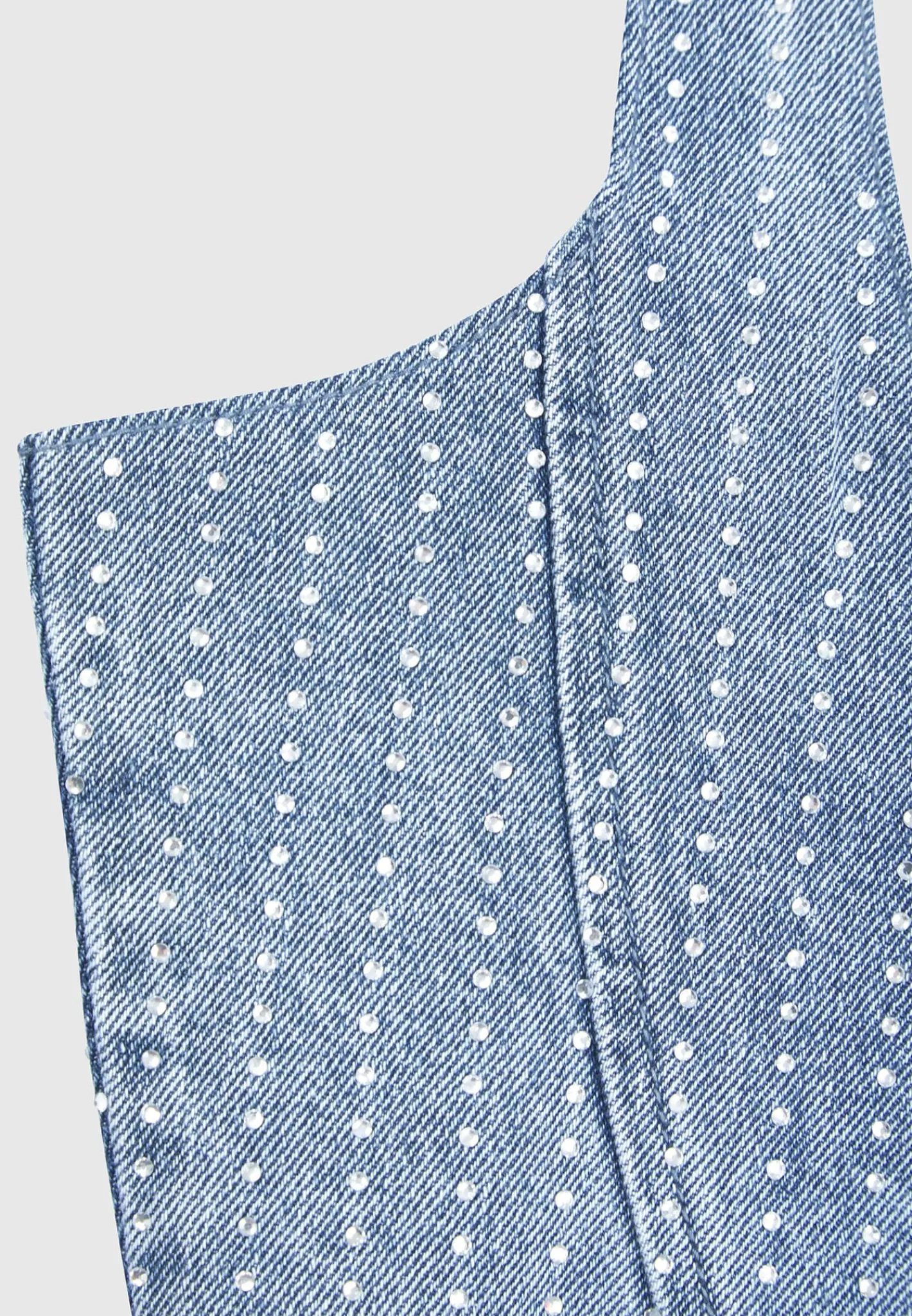 Rhinestone Denim Corset - Mid Blue^Manière De Voir Online