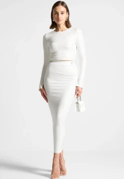 Rhinestone Long Sleeve Bandage Top -^Manière De Voir Discount