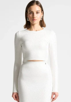 Rhinestone Long Sleeve Bandage Top -^Manière De Voir Discount