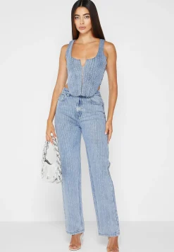 Rhinestone Mom Jeans - Mid Blue^Manière De Voir Hot