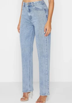 Rhinestone Mom Jeans - Mid Blue^Manière De Voir Hot