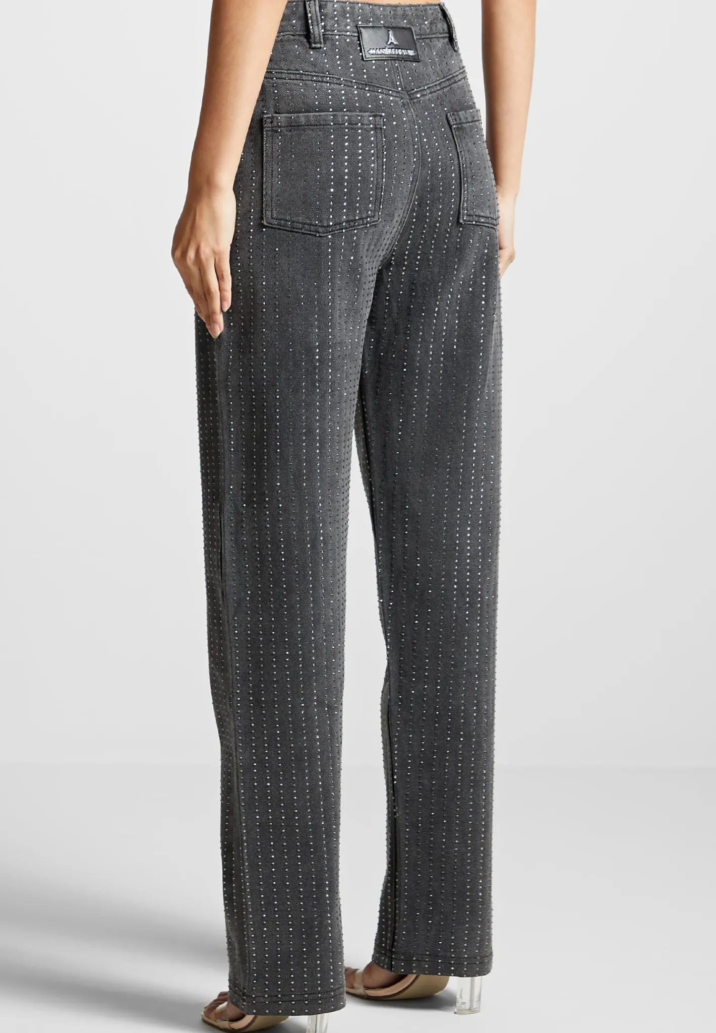 Rhinestone Mom Jeans - Washed Grey^Manière De Voir Clearance
