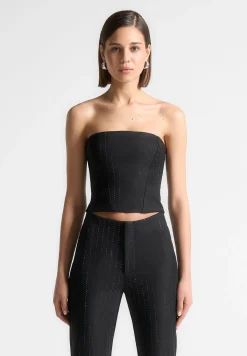 Rhinestone Tailored Bandeau Corset Top -^Manière De Voir Clearance