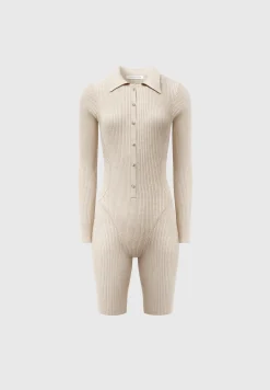 Ribbed Knit Long Sleeve Playsuit -^Manière De Voir Clearance