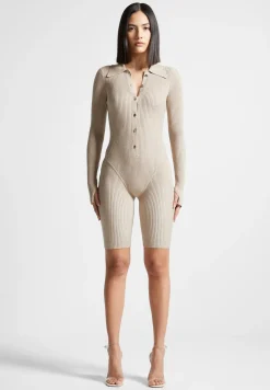 Ribbed Knit Long Sleeve Playsuit -^Manière De Voir Clearance