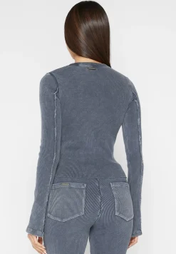 Ribbed Long Sleeve Top - Washed Blue^Manière De Voir Sale