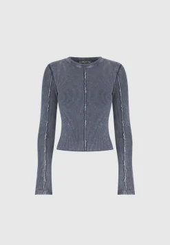 Ribbed Long Sleeve Top - Washed Blue^Manière De Voir Sale