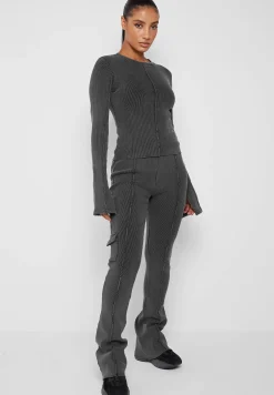 Ribbed Long Sleeve Top - Washed Grey^Manière De Voir Best