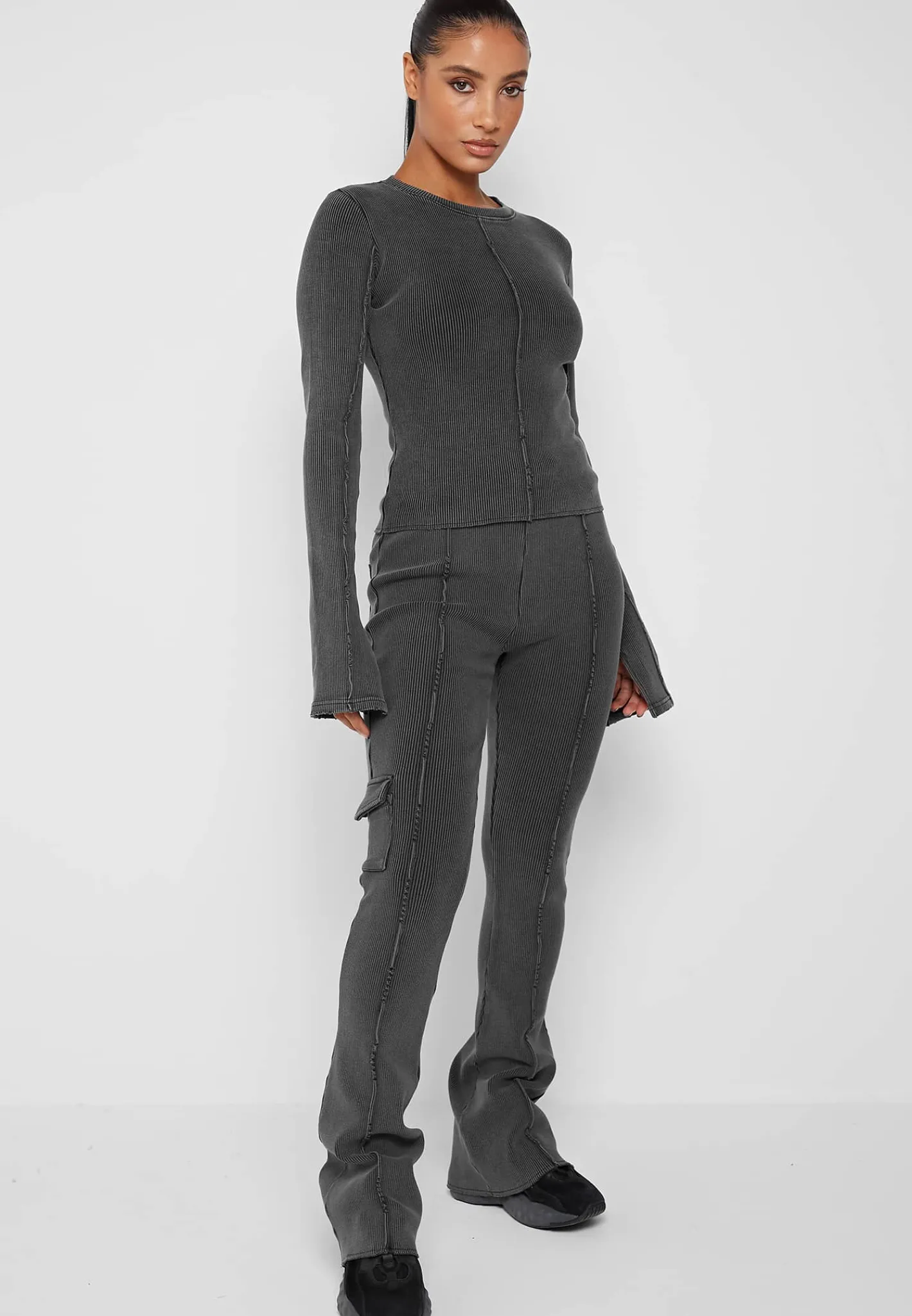 Ribbed Long Sleeve Top - Washed Grey^Manière De Voir Best