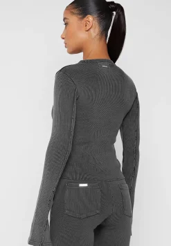 Ribbed Long Sleeve Top - Washed Grey^Manière De Voir Best