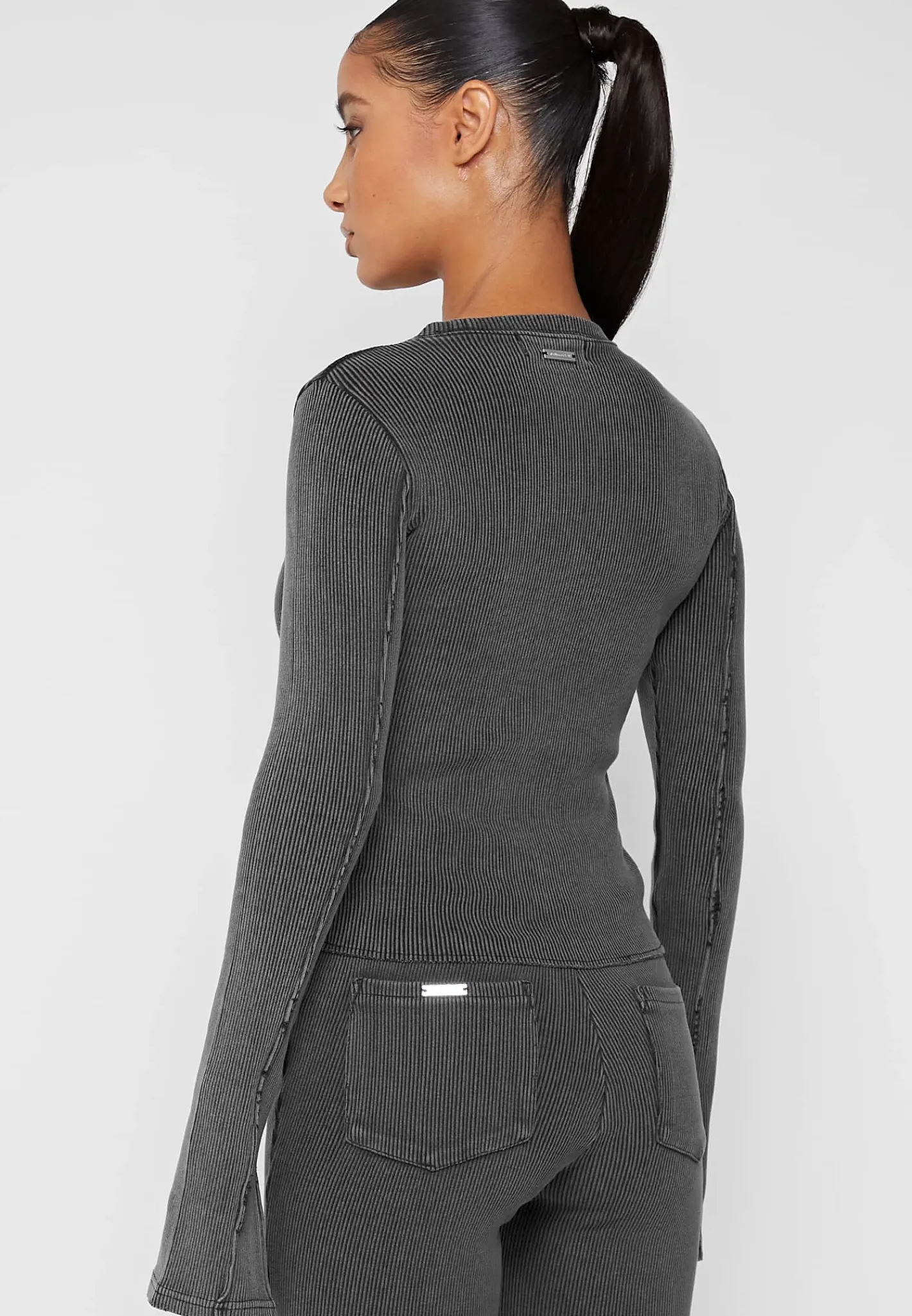 Ribbed Long Sleeve Top - Washed Grey^Manière De Voir Best