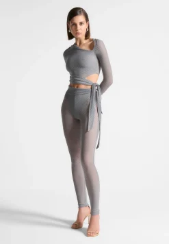 Ribbed Sheer Leggings with Tie -^Manière De Voir Clearance