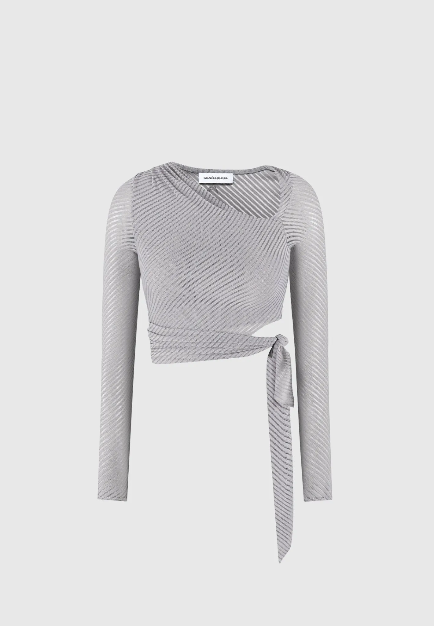 Ribbed Sheer Top with Tie -^Manière De Voir Discount