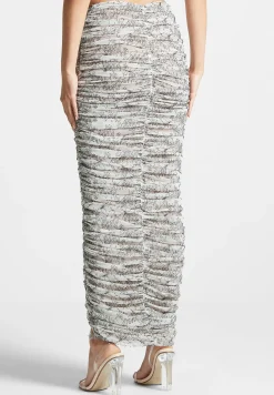 Ruched Lace Asymmetric Midaxi Skirt - Off White^Manière De Voir Discount