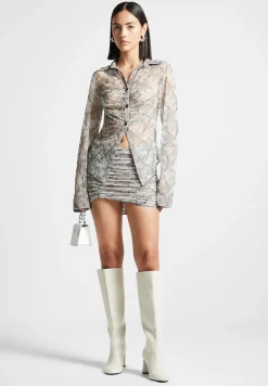 Ruched Lace Asymmetric Mini Skirt - Off White^Manière De Voir Clearance