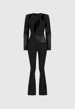 Satin and Bandage Flared Jumpsuit -^Manière De Voir New