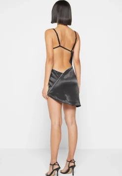 Satin Embellished Open Back Mini Dress -^Manière De Voir Sale