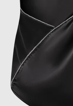 Satin Embellished Open Back Mini Dress -^Manière De Voir Sale