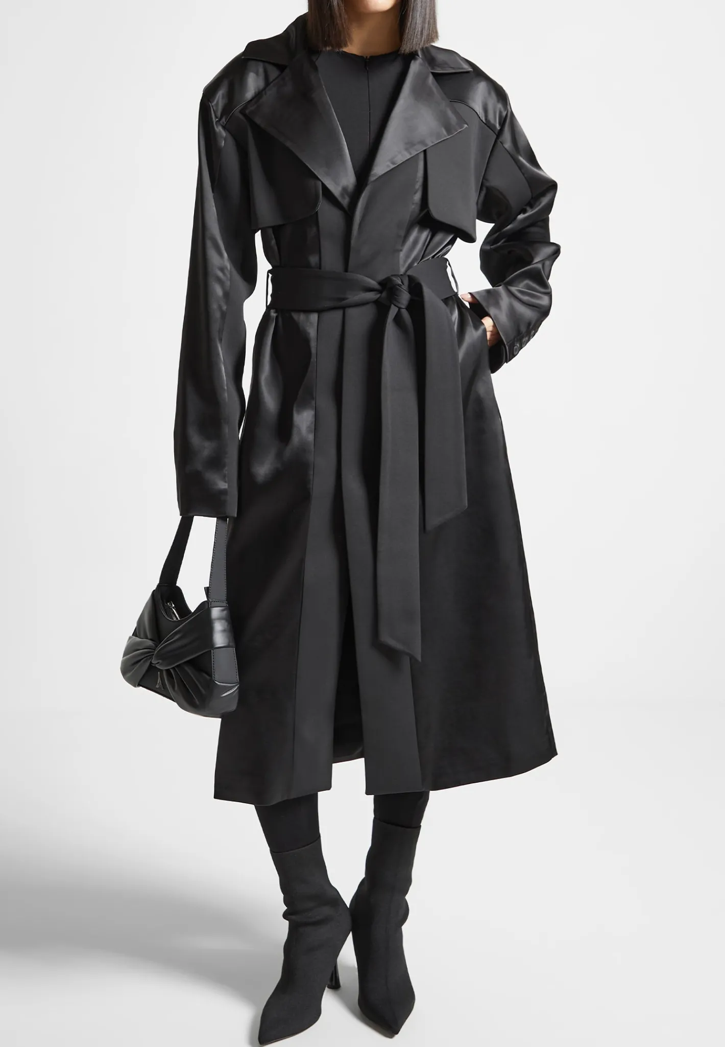 Satin Neoprene Longline Trench Coat -^Manière De Voir Online
