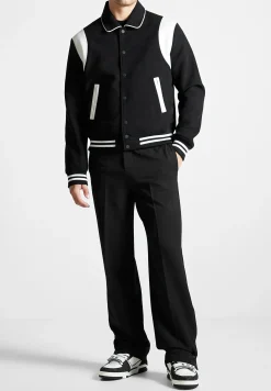 Satin Panel Corduroy Varsity Jacket -^Manière De Voir Clearance
