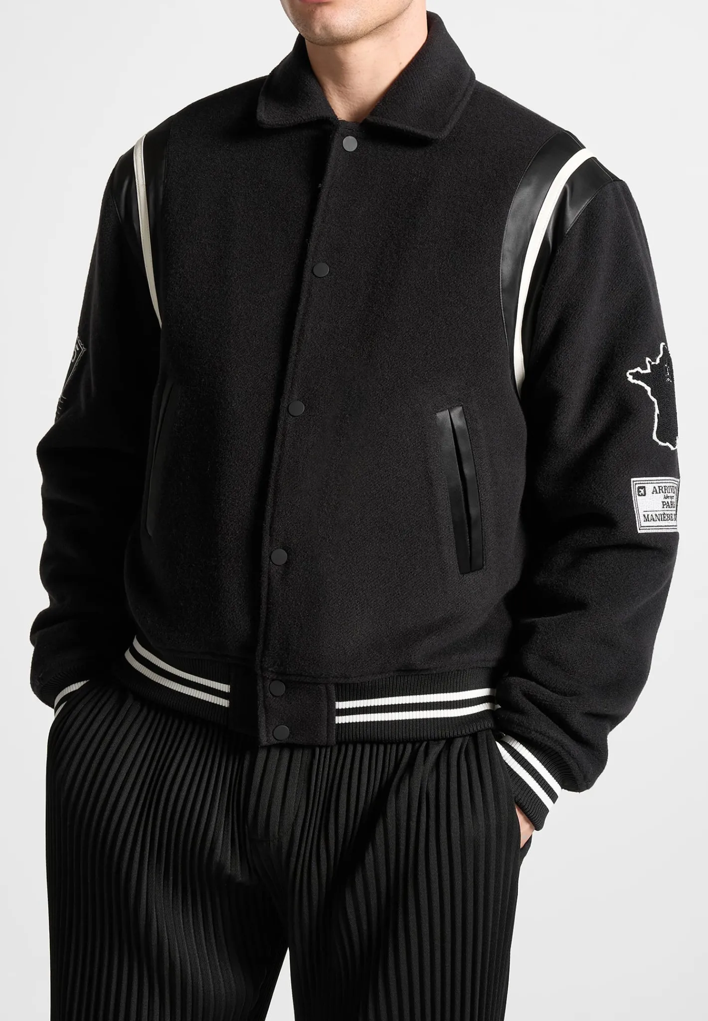 Satin Panel Eiffel Varsity Jacket -^Manière De Voir Sale