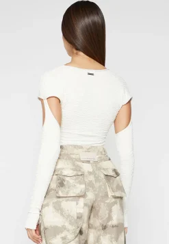 Shirred Cut Out Bodysuit - Off White^Manière De Voir Hot