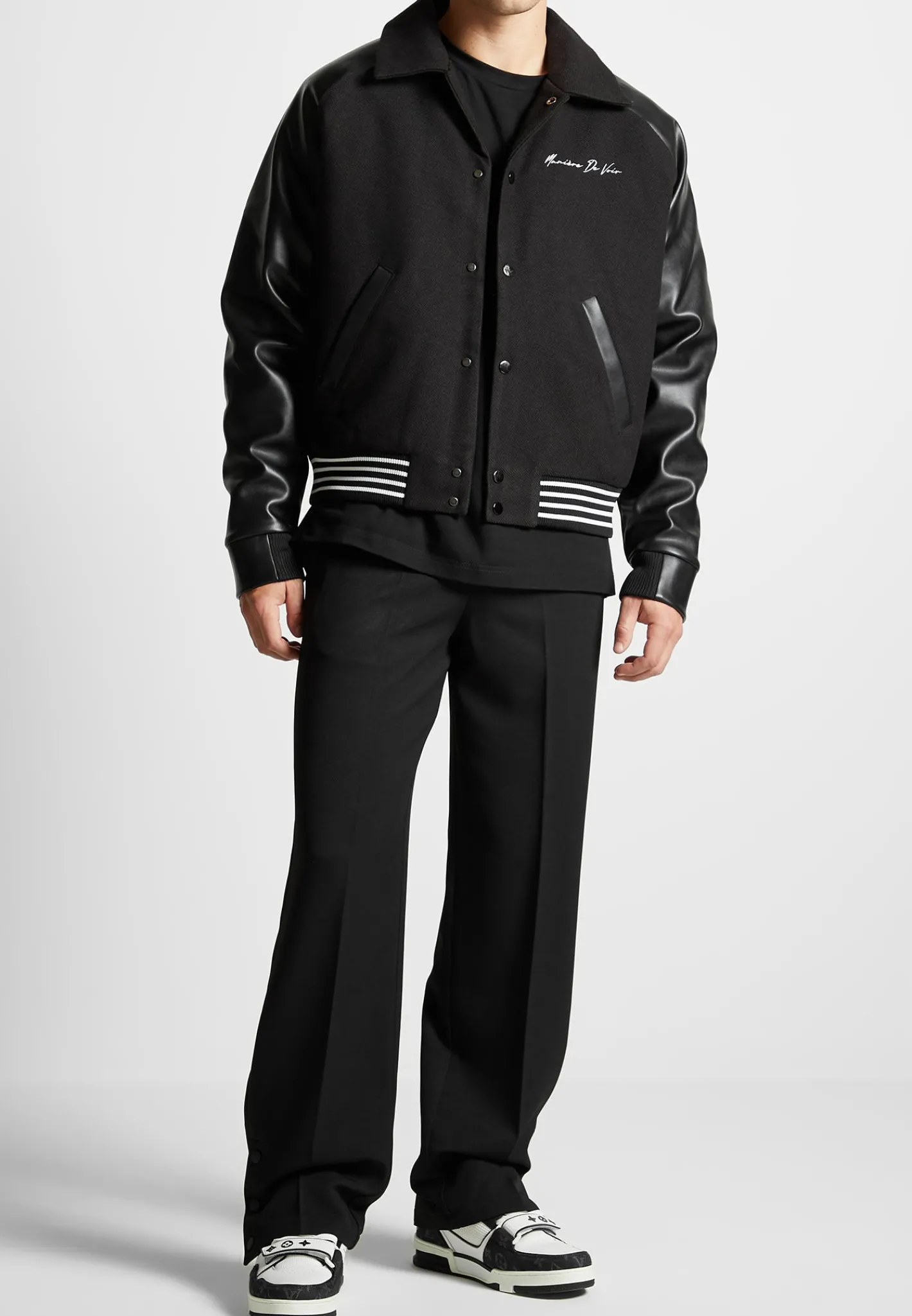 Signature Vegan Leather Raglan Varsity Jacket -^Manière De Voir New