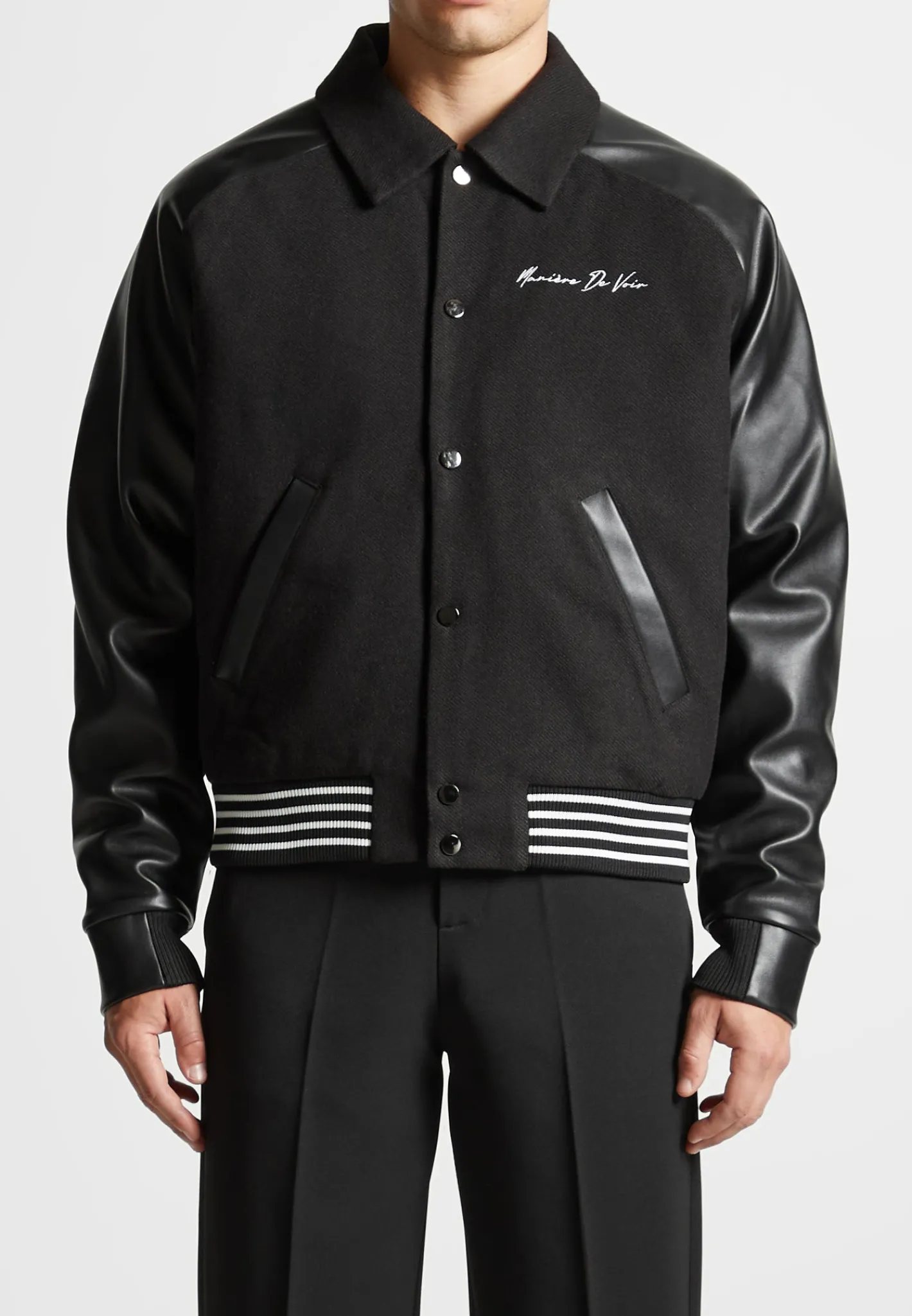 Signature Vegan Leather Raglan Varsity Jacket -^Manière De Voir New