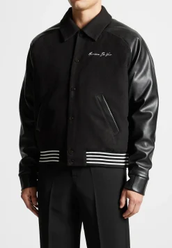 Signature Vegan Leather Raglan Varsity Jacket -^Manière De Voir New