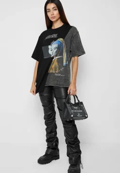 Split Graphic T Shirt - Washed Black^Manière De Voir Hot