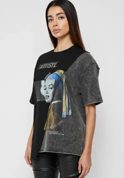 Split Graphic T Shirt - Washed Black^Manière De Voir Hot