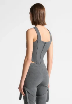 Square Neck Pinstripe Corset Top -^Manière De Voir Online
