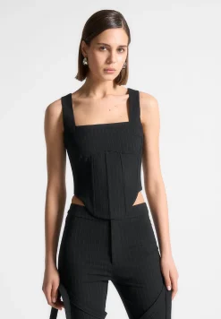 Square Neck Pinstripe Corset Top -^Manière De Voir Online