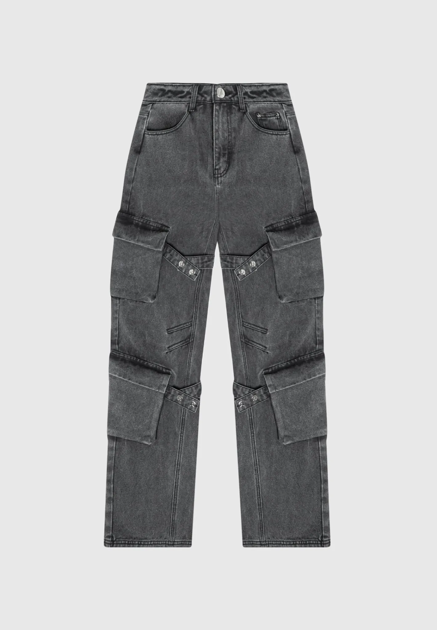 Strap Detail Cargo Jeans - Washed Grey^Manière De Voir Discount