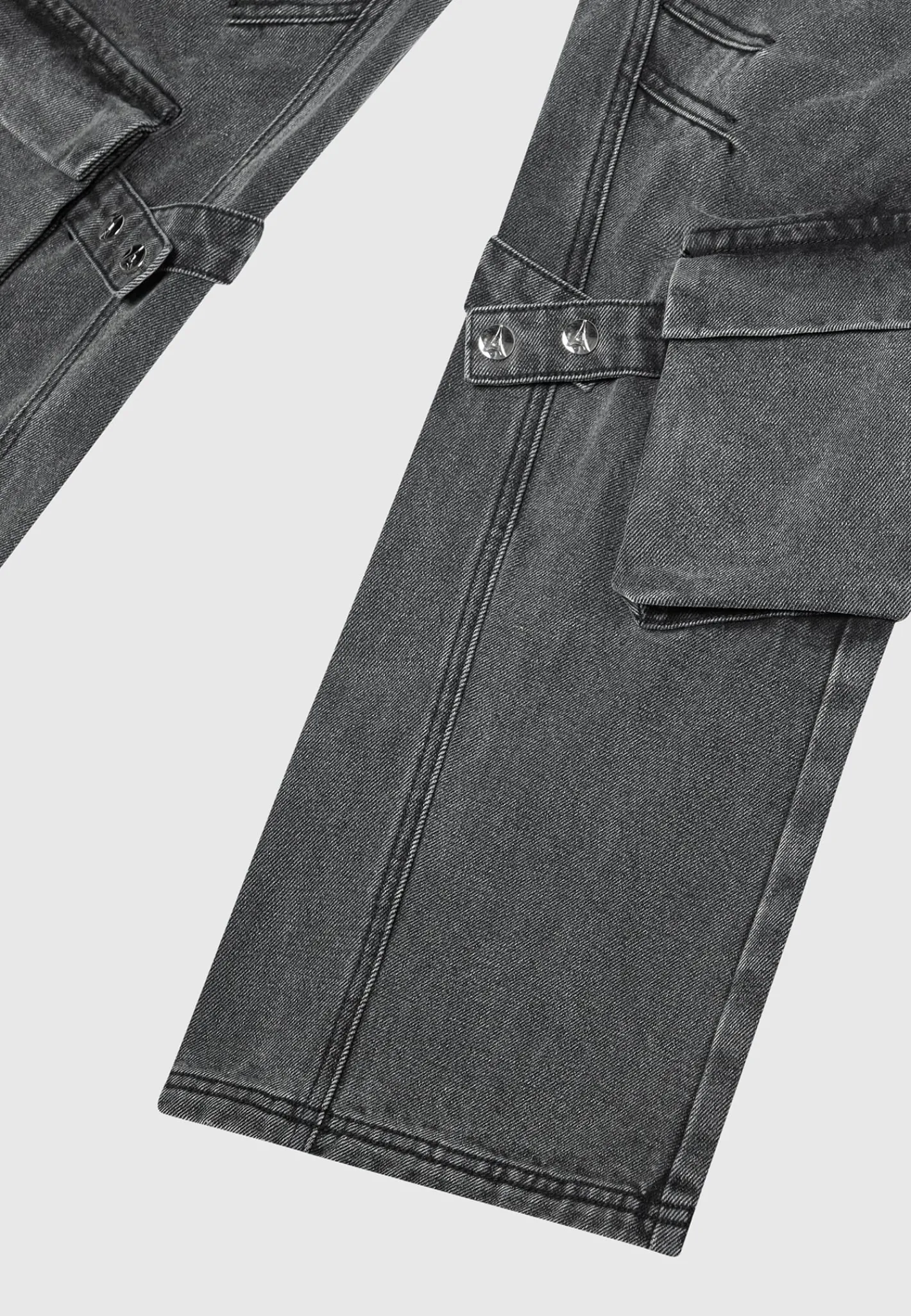 Strap Detail Cargo Jeans - Washed Grey^Manière De Voir Discount
