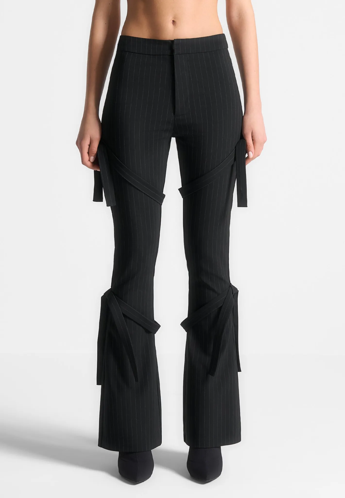 Strap Detail Pinstripe Fit and Flare Leggings -^Manière De Voir Discount