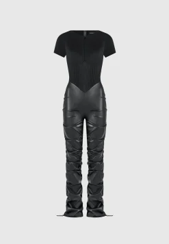 Tacked Vegan Leather T-Shirt Jumpsuit -^Manière De Voir Hot