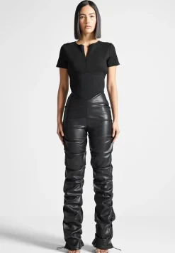 Tacked Vegan Leather T-Shirt Jumpsuit -^Manière De Voir Hot