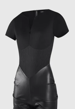 Tacked Vegan Leather T-Shirt Jumpsuit -^Manière De Voir Hot