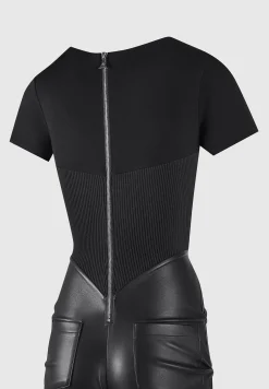 Tacked Vegan Leather T-Shirt Jumpsuit -^Manière De Voir Hot