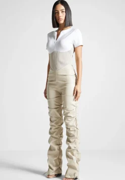 Tacked Vegan Leather T-Shirt Jumpsuit -^Manière De Voir Fashion