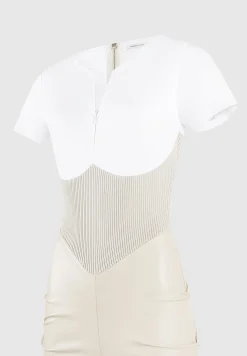 Tacked Vegan Leather T-Shirt Jumpsuit -^Manière De Voir Fashion
